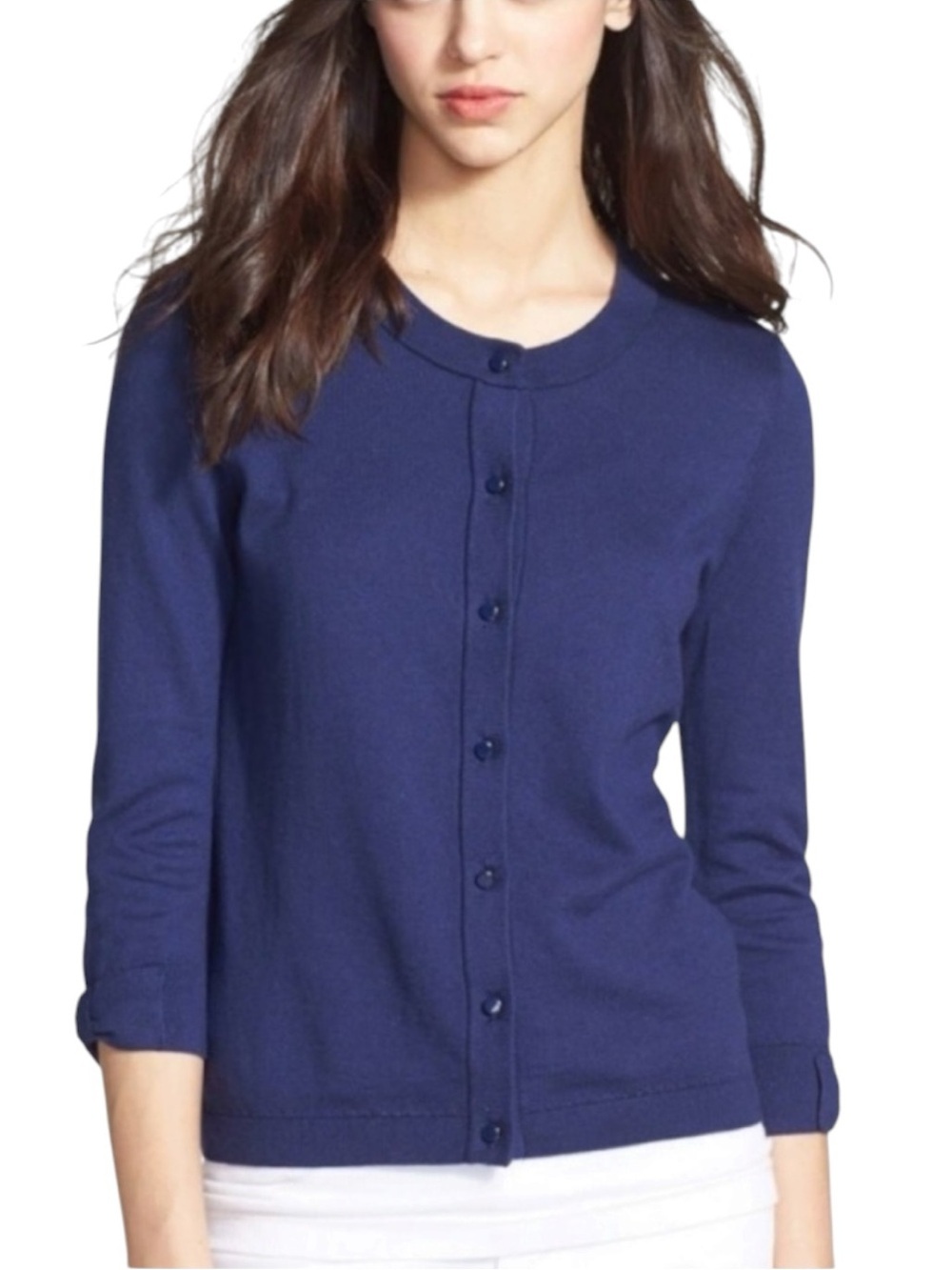 kate spade Blue Crewneck Button-Front Cardigan